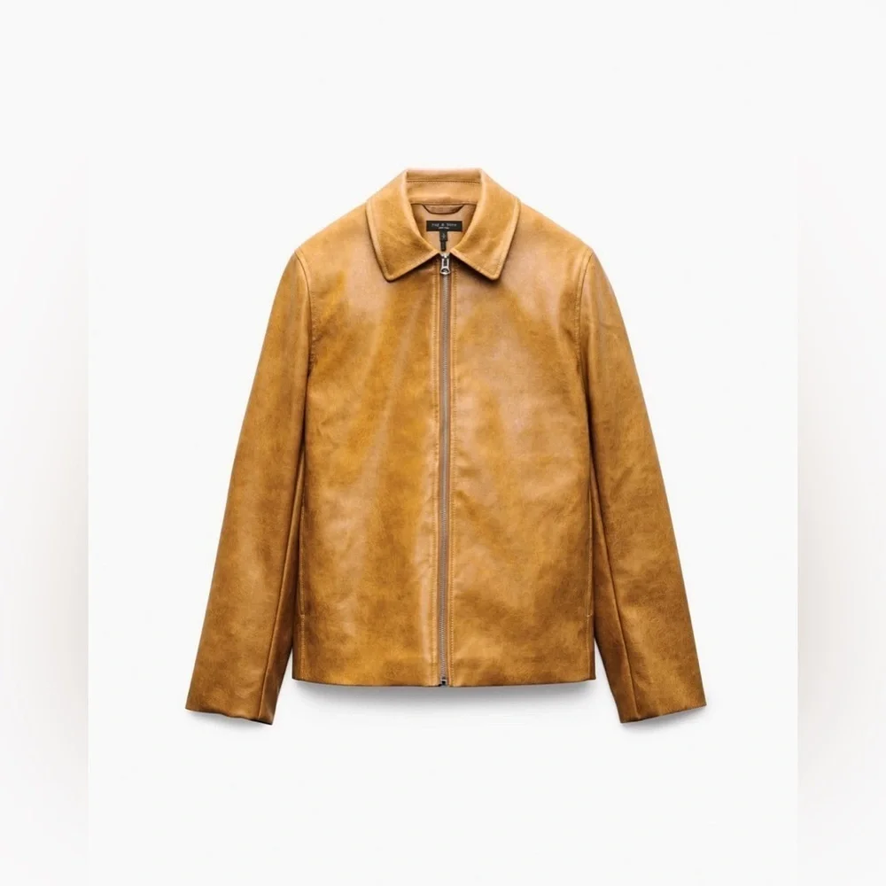 NWT $628 rag & bone Jordie Leather Jacket in Camel Large